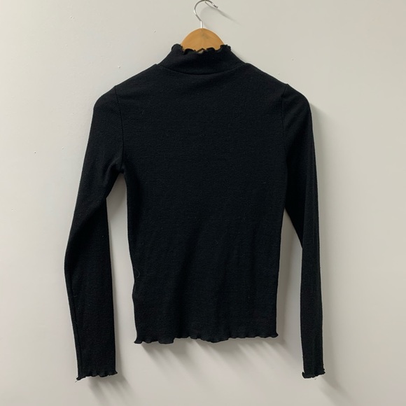 Topshop Black Ribbed Mockneck LS Tee - Picture 3 of 4
